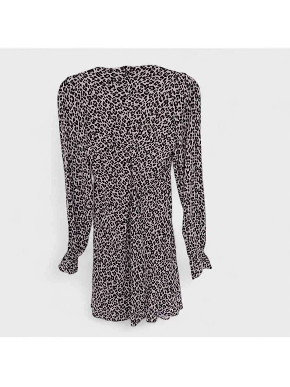 Zara Leopard Print Square Neck Long Sleeve Mini Dress Size S NWT - Picture 5 of 14
